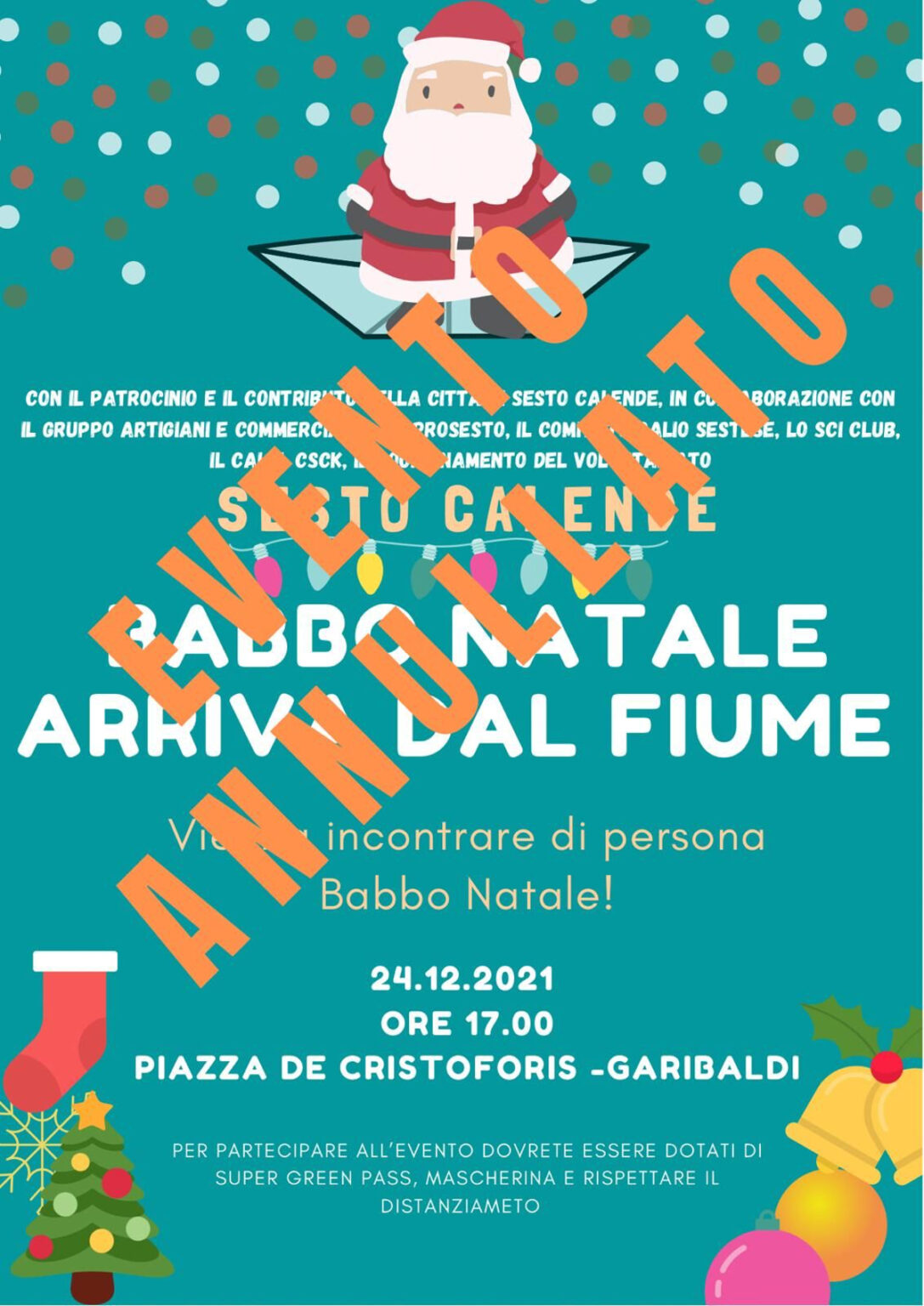 Sesto Calende annullato Babbo Natale arriva dal fiume