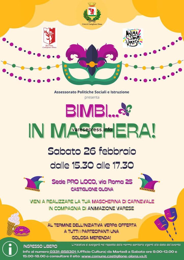 Castiglione Olona si prepara al Carnevale con "BIMBI... IN MASCHERA"
