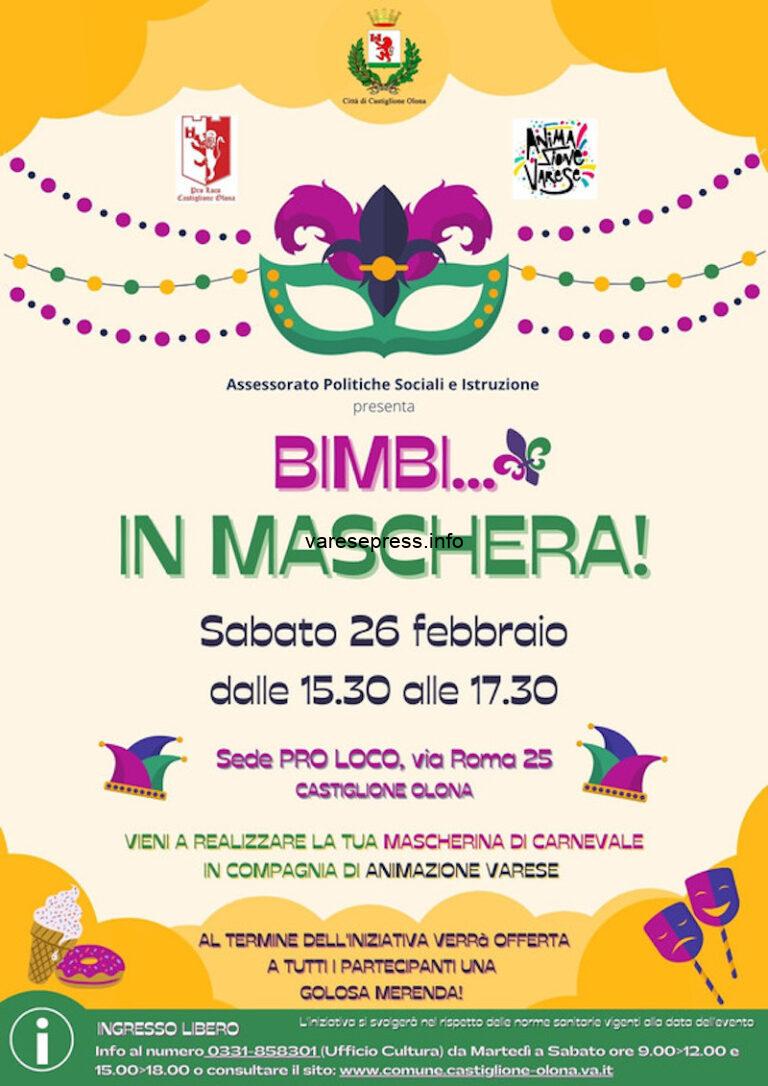 Castiglione Olona si prepara al Carnevale con "BIMBI... IN MASCHERA"