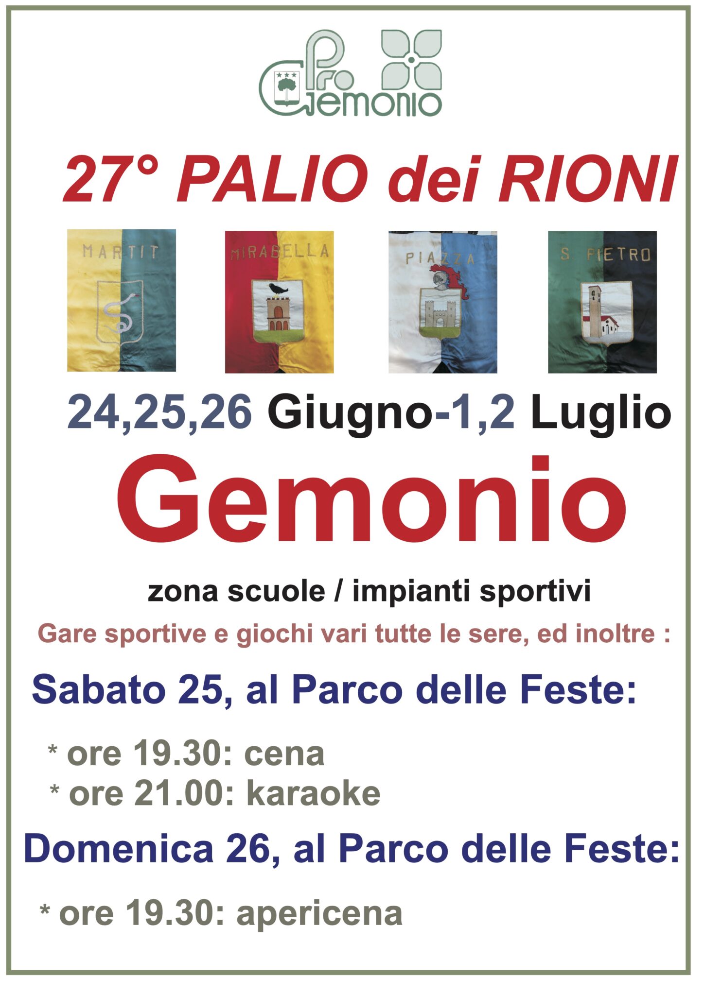 Gemonio è pronta per il 27° Palio dei Rioni Gemonio Palio dei Rioni