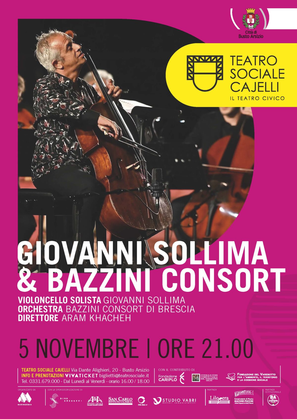 Il violoncellista Giovanni Sollima al Sociale di Busto Arsizio