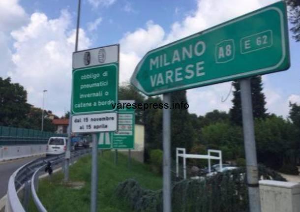Ennesimo incidente questa mattina sulla A8 Milano-Varese