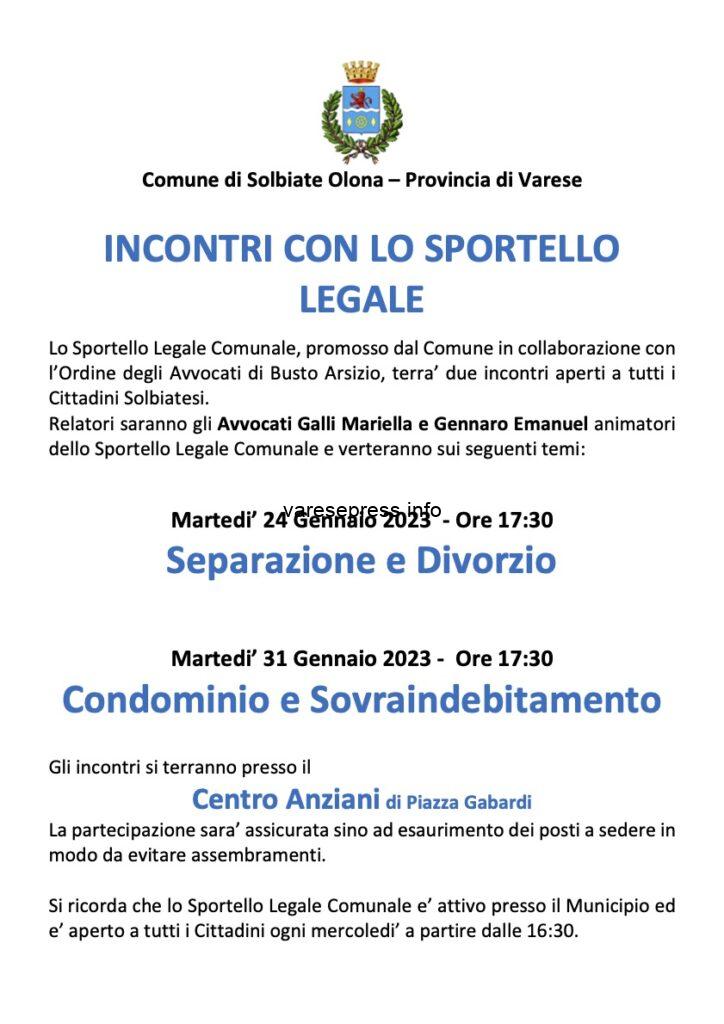 A Solbiate Olona due incontri su divorzio e condominio