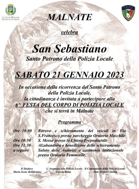 Malnate, San Sebastiano, Santo Patrono della Polizia Locale