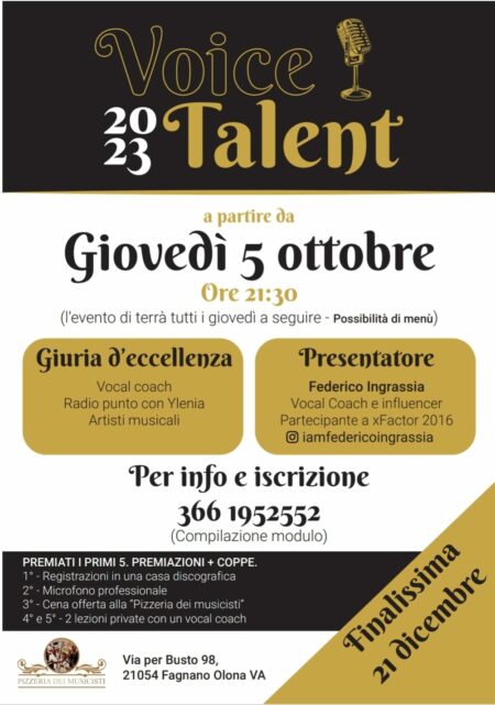 "Voice talent" al via la rassegna a Fagnano Olona
