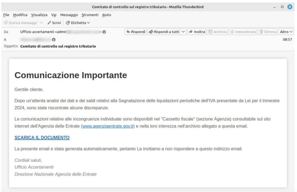 Agenzia Entrate, attenzione, Iva, false comunicazioni liquidazioni periodiche