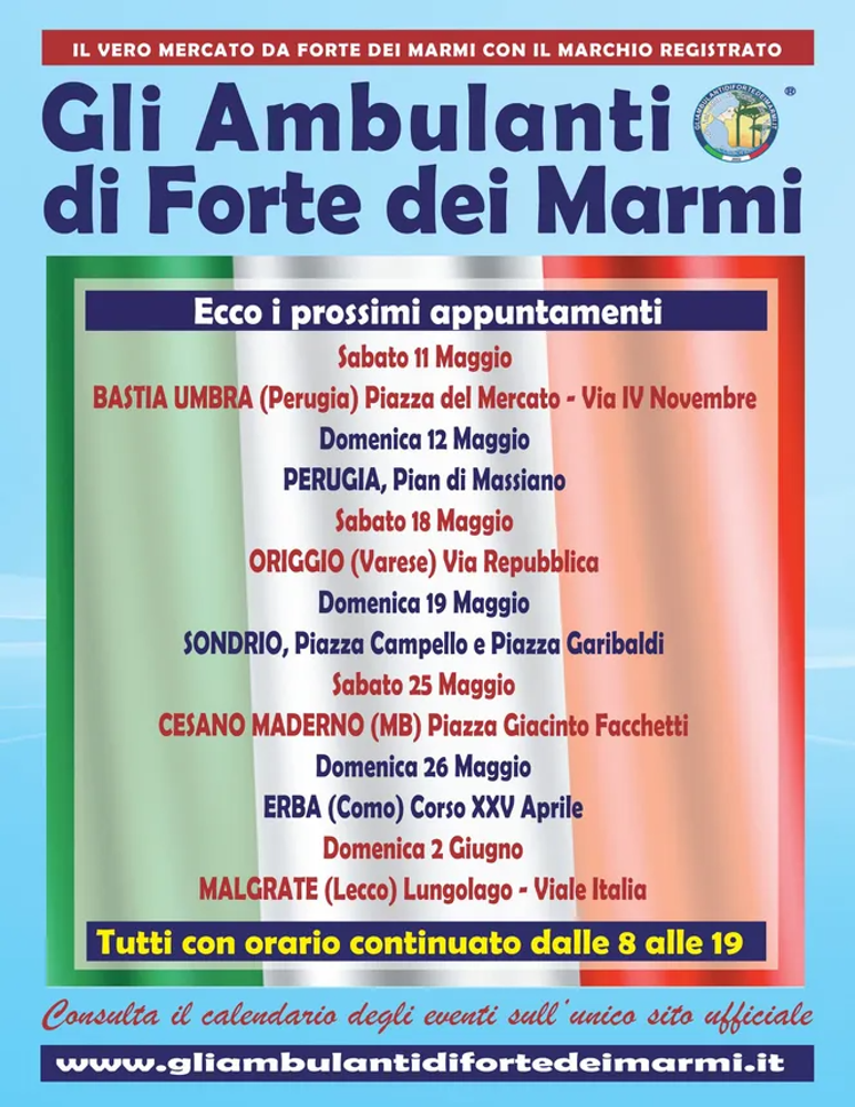 Gli Ambulanti di Forte dei Marmi sabato 18 maggio a Origgio.