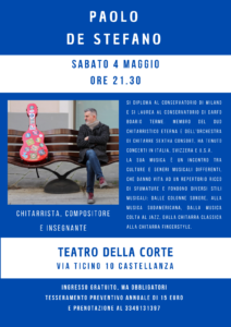 Concerto di Paolo De Stefano al Teatro della Corte il 4 maggio
