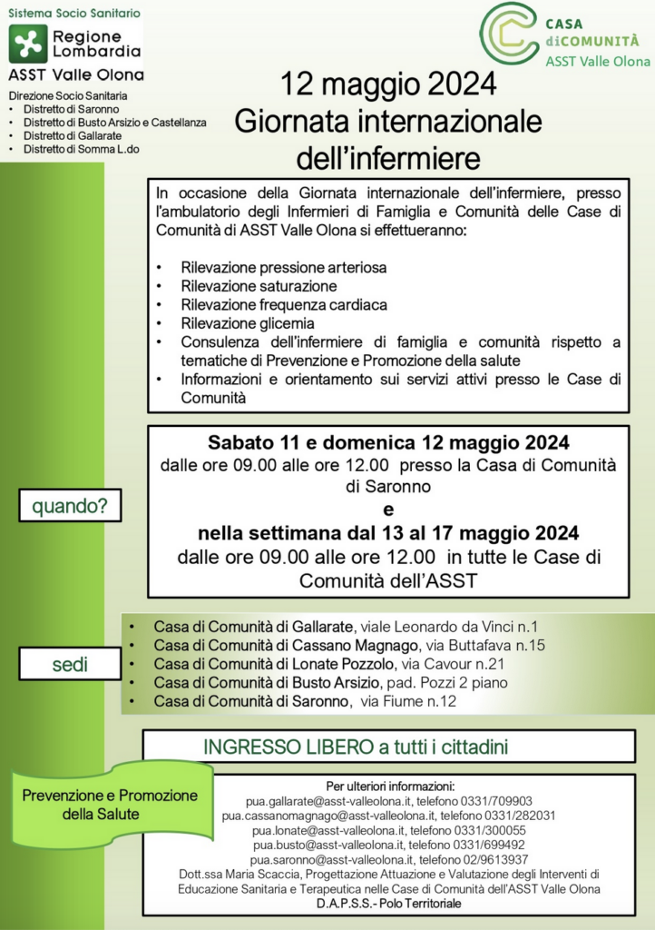 Case di Comunità, ASS, controlli a ingresso libero