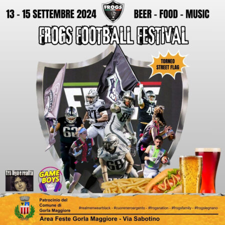 13, 14 e 15 settembre Frogs football festival presso l’Area Feste di Gorla Maggiore (VA)