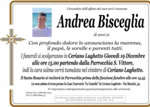 Ceriano Laghetto: oggi ultimo saluto ad Andrea Bisceglie 