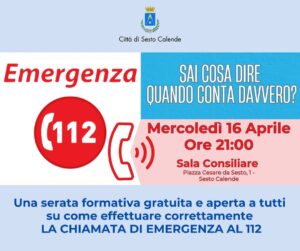 Sesto Calende: serata sul numero unico di Emergenza 112
