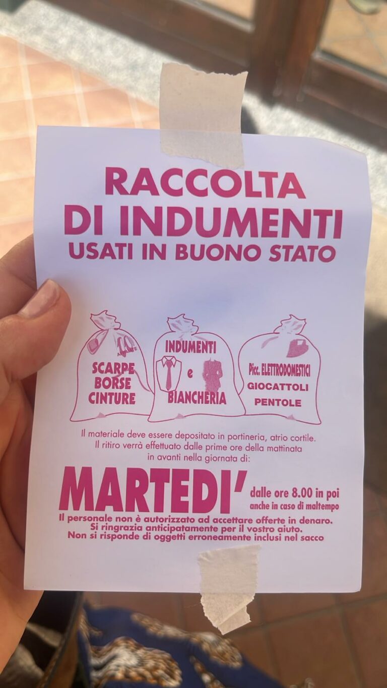 il volantino anonimo che ha promosso la raccolta porta a porta