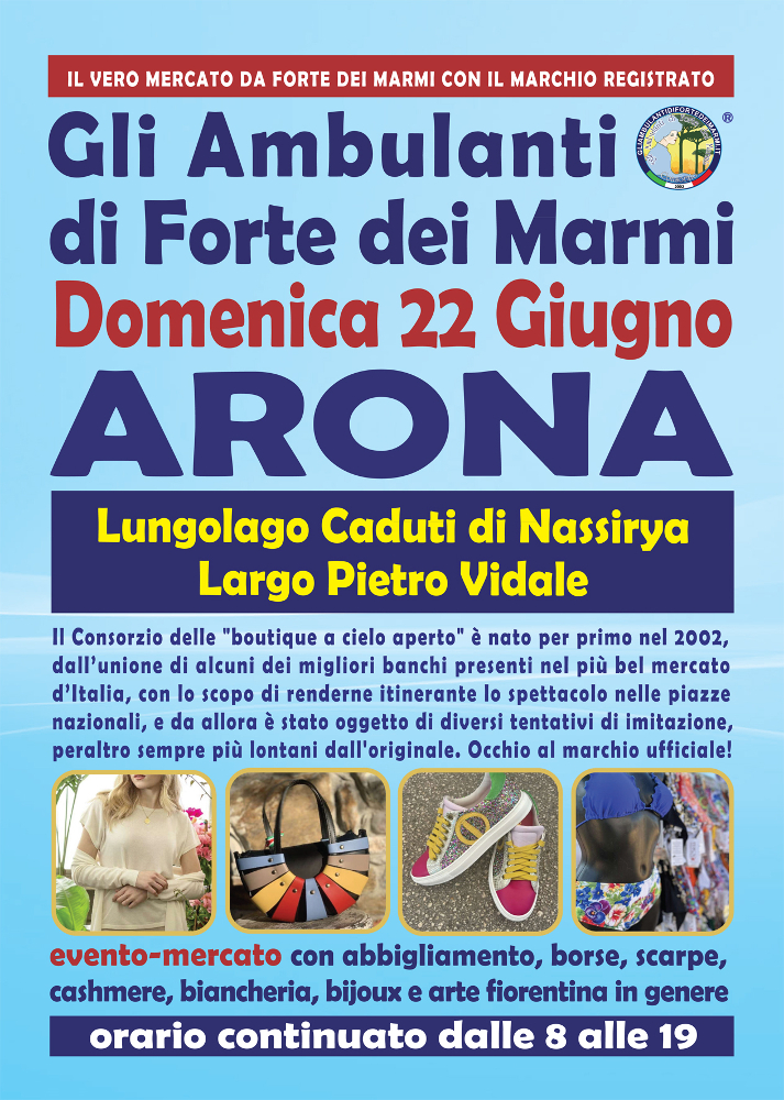 Domenica 22 giugno gli Ambulanti di Forte dei Marmi® per la prima volta ad Arona