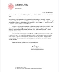 Lettera del Vicario Episcopale don Franco Gallivanone