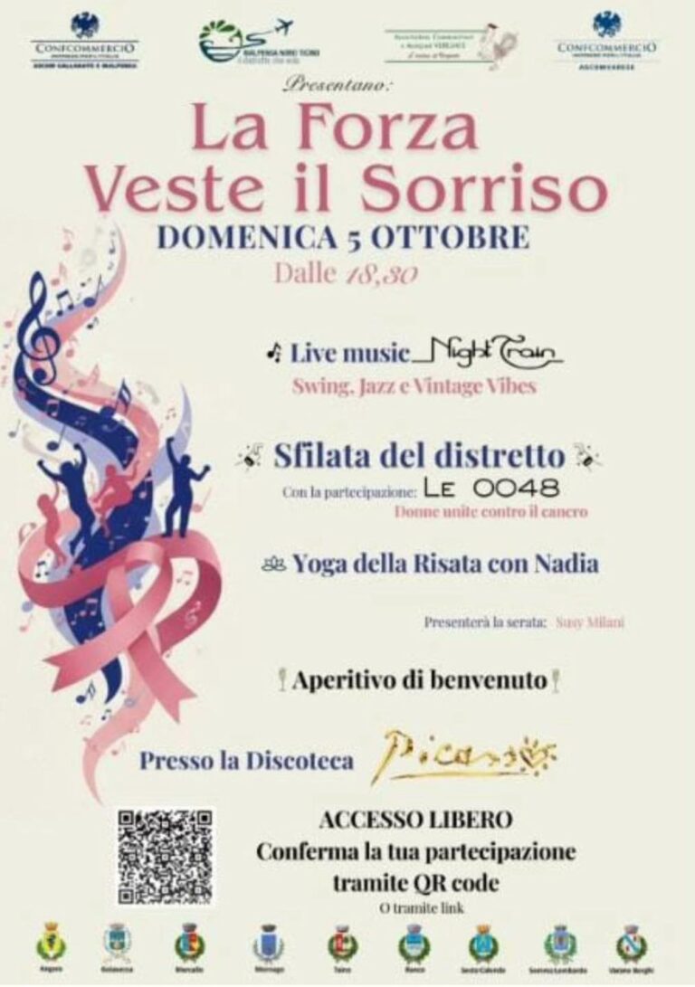 La Forza veste il Sorriso - Domenica 4 ottobre 2025 - Discoteca Picasso - Vergiate