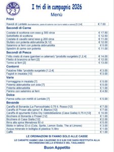I Tri dì in Cümpagnia - Edizione 2026 - il Menù