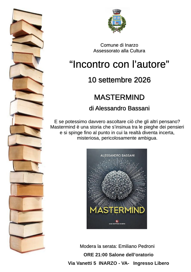 A Busto Arsizio "Autunno tra le righe’" di Diego Minonzio sarà presentato lunedì 21 settembre, alle ore 20.30, nella Sala Monaco della Biblioteca.
