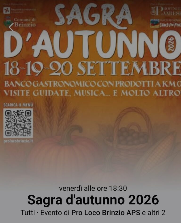 Brinzio. Sagra d’autunno 2026 Brinzio