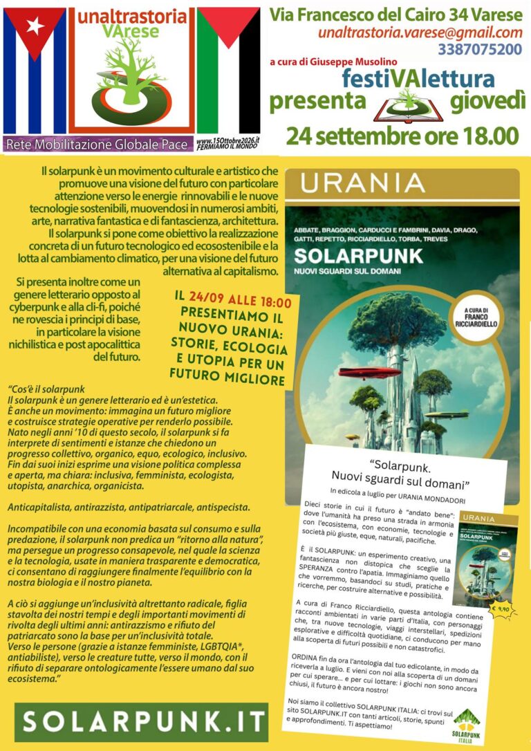 Varese 24 settembre, arriva Urania solarpunk storie per un futuro migliore urania a Varese